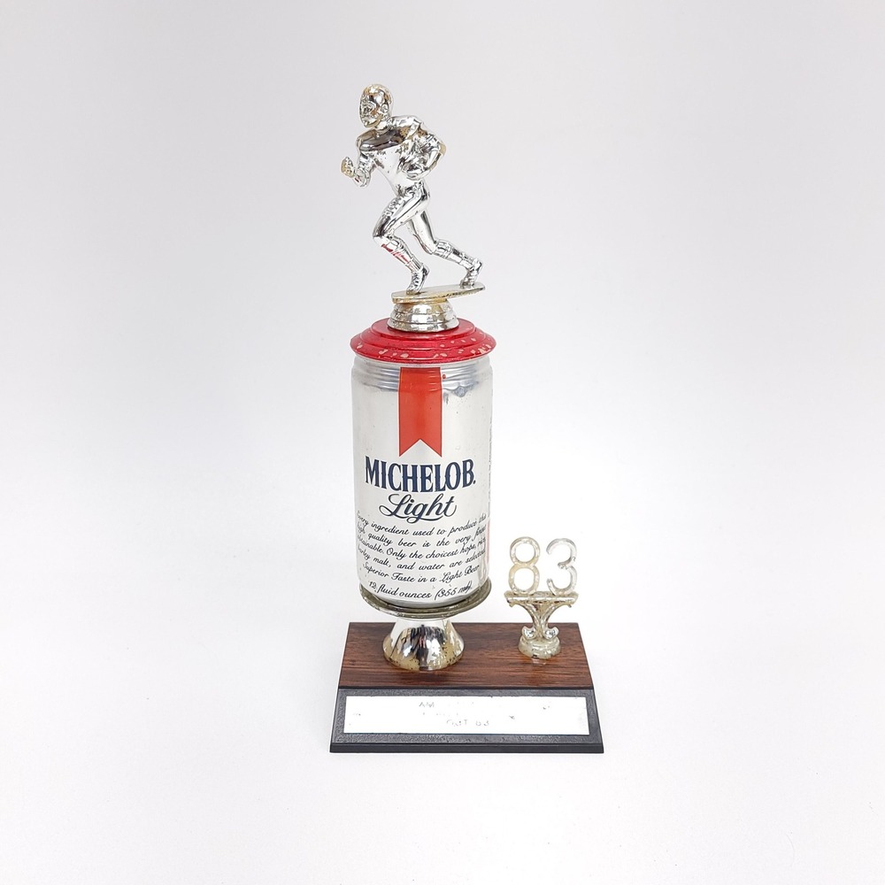 Vintage Beer League Trophy Michelob‎ Light Anheuser Bush Flag Football Bar Decor
